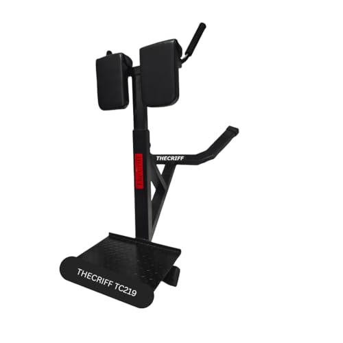 Image of Hyperextension Gym Back and core exercises Bench Roman Chair Adjustable Heavy Duty Abdominal, Hamstring, GHD Workout | Strength Training Back and Legs Calf Gym Bench | Black Matt Powder Coating (TC219)
