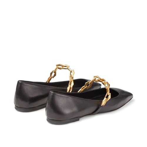 Vertundy Women's Ballet Flats Square Toe Mary Jane Slip On Ballerina Flats for Women Loafers Chain Link Design Leather Dressy Flats Shoes2