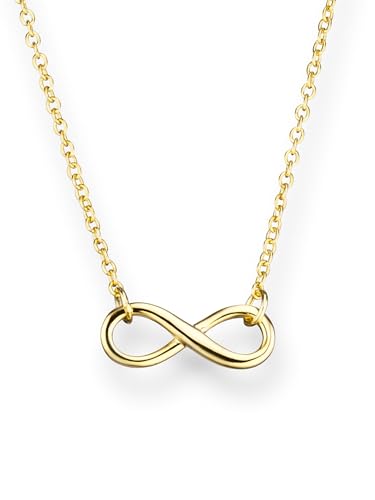 Preisvergleich Produktbild GLANZSTÜCKE MÜNCHEN Damen-Halskette Infinity Sterling Silber gelbvergoldet - Silberkette Unendlichkeit Zeichen Kette mit Anhänger Unendlichkeitssymbol