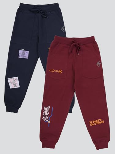 Image of KiddoPanti Boys Solid Fleece Track Pants | Cotton Poly Fleece Fabric | Ankle Length Bottom Rib | 2 Front Patch Pocket | Elastic Waist & Drawcord | Jogger Track Pants for Boys
