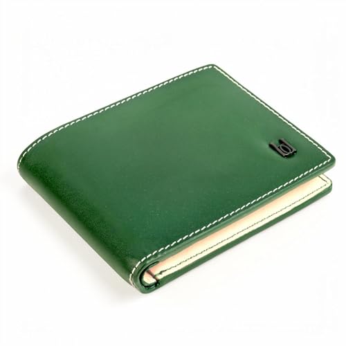 Image of BEIGE & BROWN Full Grain Leather Wallet for Men - Premium Dual Tone Slim Bifold with RFID Blocking, 6-8 Card Slots, Luxury Gift for Men (Pine Green)