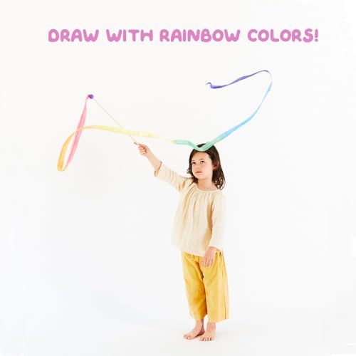 image for Sarah's Silks Rainbow Streamer - 8' Long Ribbon Wand for Kids, Pretend