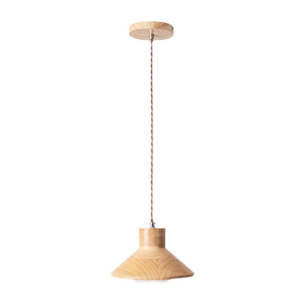 ITOSUI Mid Century Modern Wood Pendant Light Minimalist Hanging Lamp 7.9-Inch Solid Wood Shade Nordic Bedside Ceiling Fixture for Kitchen Island Bar Dining Room E26 70.9" Cord