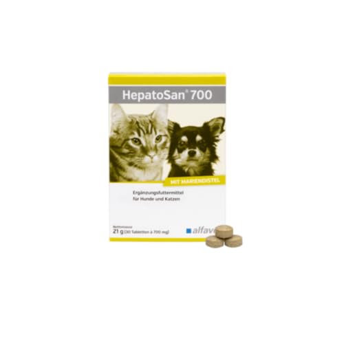 Alfavet HeptoSan 700 | 30 Tabletten | Ergänzungsfuttermittel für Hunde und Katzen | Kann zur Unterstützung der Leberfunktion bei chronischer Leberinsuffizienz beitragen
