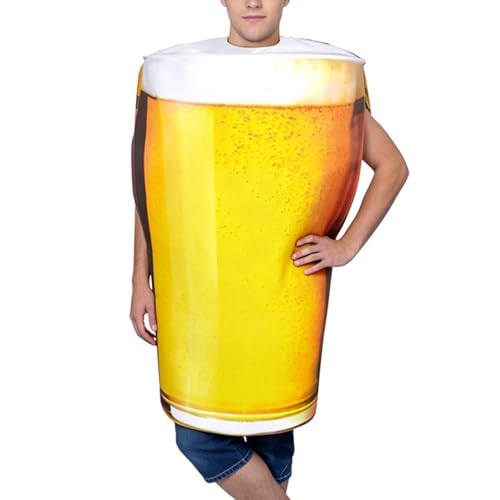 Générique Déguisement de chope de bière,Costume réaliste de chope à bière,Tenue de Jeu de Rôle pour Faire la Fête, pour Adultes Hommes Femmes Séances...