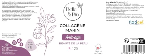 ANTI-ÂGE & TONICITÉ DE LA PEAU - Collagène Marin 90% protéines actives - Vitamines C et E et SELENIUM - 120 gélules - Cure 1 mois - Complément Alimentaire BELLE&BIO - Fabriqué en France – vue 9