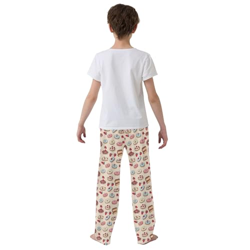 Donut Cake Long Pajama Pants Elastic Waist PJ Bottoms with Pockets S A1134164