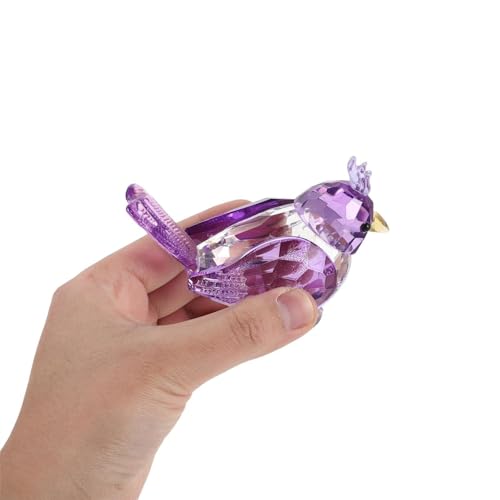 Sculpture d'oiseau en cristal violet, objet de collection raffiné