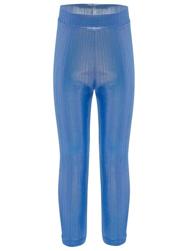 Little Girls Metallic Leggings Sparkly Solid Color Stretchy Tights Shiny Dance Active Yoga Workout Pants