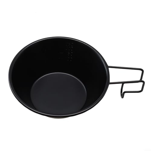 Cuenco de camping de acero inoxidable 304 con mango ergonómico para un fácil transporte y almacenamiento (250 negros)