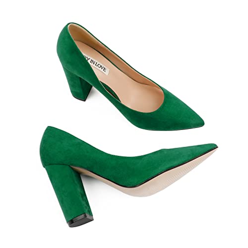 Image of JOY IN LOVE Chunky Heels for Women Pointed Toe Pumps