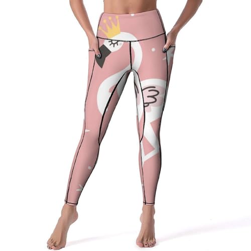 Legging de sport Flamant Blanc gainant taille haute