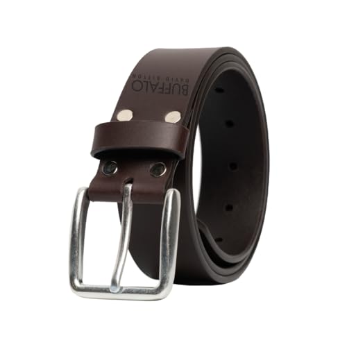 Buffalo David Bitton Mens Belt | Black Belt/Dark Brown Belt | 100% Genuine Leather Belt | Casual Mens Belts for Jeans