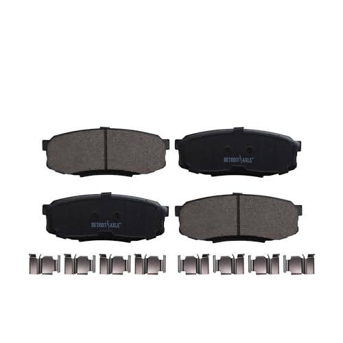 Image of Detroit Axle - Rear Brake Pads for Toyota Tundra Sequoia Land Cruiser Lexus LX570 Ceramic Brake Pads w /Hardware 2008 2009 2010 2011 2012 2013 2014 2015 2016 2017 2018 2019 2020 2021 Replacement