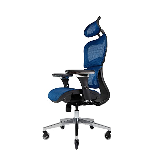 Nouhaus Ergo3D Ergonomic Office Chair Lumbar Support Mesh Office Chair with 4D Adjustable Armrest, Adjustable Headrest and Wheels, Mesh High Back Home Office Desk Chairs(Blue)