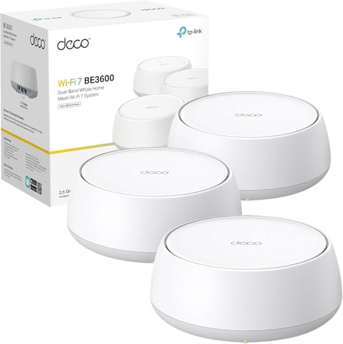 TP-Link Deco BE25(3-pack) Mesh WiFi 7 BE3600Mbps 2x 2.5G Ports MLO Mesh System Router VPN Clients & Server WiFi Extender Booster Private IoT Network Seamless AI Roaming Easy Setup Alexa & Google