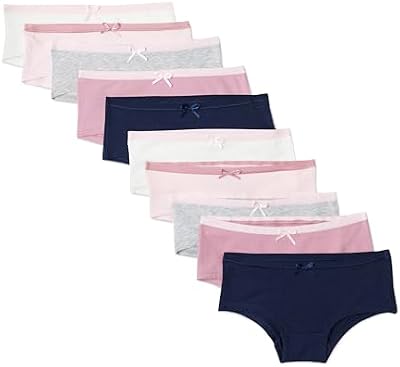 Amazon Essentials Girls' Cotton Jersey Hipster Underwear, Pack of 10, Neutrals, 4T