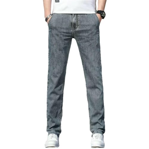 Summer Men's Jeans Casual Stretch Straight-Leg Denim Pants Male Light Blue Mens Trousers