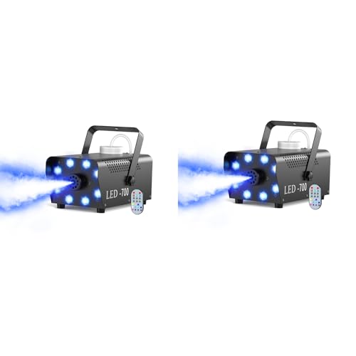 Image of 700W Smoke Machine, Fog Machine with 14 Colorful LED Lighting Effect, Wireless Remote Controlled Fogger Machine, Perfect for Wedding, Halloween, Party, Evemts, 2 PACK