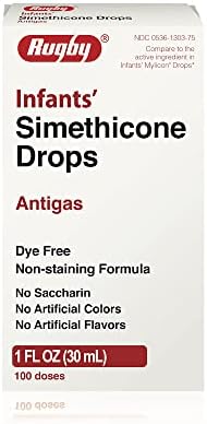 Newborns, Infants & Children Gas Relief Simethicone 20 mg/0.3ml Drops Dye Free Generic for Mylicon 1 oz (30ML) 2 PACK Total 2 oz