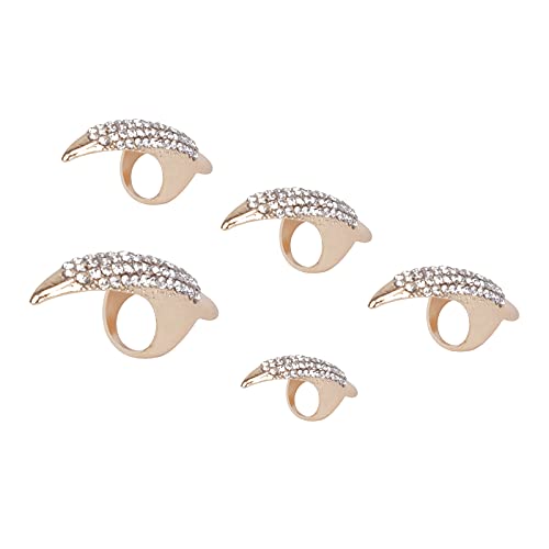 Faxianther 10Pcs Claw Ring Full Finger Set Halloween Devil Costume Ring Men Women Gothic Punk Bend Fingertip Bird Claws Rings Cosplay Decor (Gold A) - Image 2