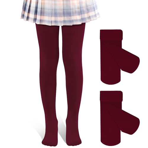 Image of 2 Pack Girls Tights Dance Tights Ballet Girls School uniform Footed Leggings Stockings for Kids 1-13 Years