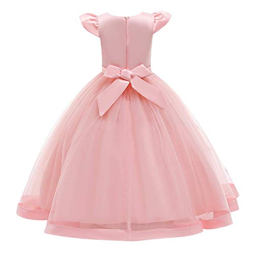 Girl Flower Royal Palace Lace Maxi A line Party Summer Dress Floor Length Princess Formal Prom Gothic Victorian Gowns Fancy Masquerade Dress Up for Party Wedding Pageant Peach Pink-02 5-6 Years3