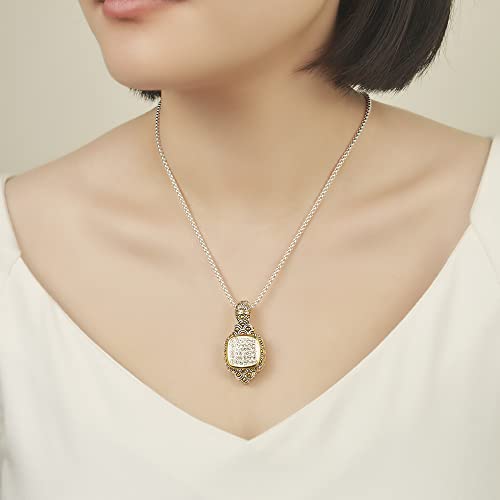 UNY JEWEL Jewelry Make a Statement with Our Two Tone Twisted Cable Wire Dragon Scale Enhancer Pendant Featuring Pave Rhinestone 2mm Box Chain 45cm + 5cm Extension4