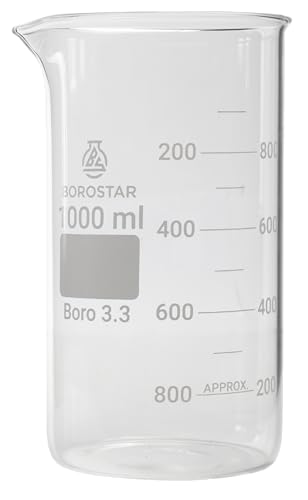 Borostar Becherglas (Boro 3.3), hohe Form mit Graduierung und Ausguss,