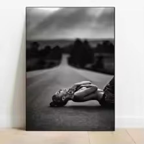 Toile de femme sensuelle moderne peinture noir et blanc pour decoration murale de chambre cosy