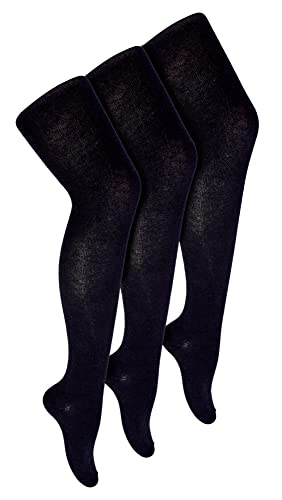 Girls Cotton Rich Opqaue Tights | 3 Pair Multipack | Plain School Tights
