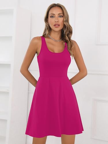 Image of Missufe Women's Sleeveless Racerback Flared Casual Plain Tank Dress