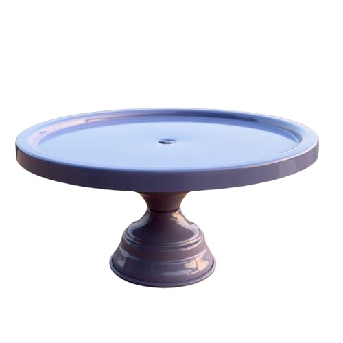 Image of Violet / Purple Color Metal Cake Stand Pedestal | Round Non-Revolving 9 inch Diameter by 5 inch Height Dessert Display | Sturdy Cake Holder for Birthday, Wedding, Anniversary & Party Decor