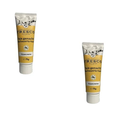 Fresco Fein gemacht! Naschwurst Käsecreme | Doppelpack | 2 x 75 g | Ergänzungsfuttermittel für Hunde | Praktische Soft-Touch-Tube | Zuckerfreie Snackpaste | Ideal für unterwegs