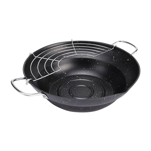 Fenteer Fritadeira profunda antiaderente japonesa tempura fritadeira com escorredor de óleo rack pan