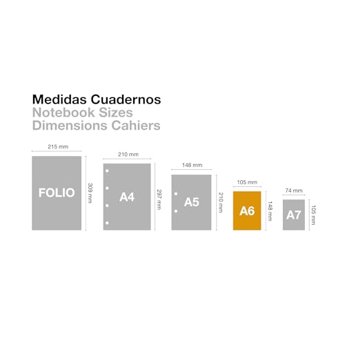 Image of Miquelrius - The Original A6 Notebook, 6 Coloured Stripes, Opaque Polypropylene Cover, Size 105 x 148 mm, No Drilling, 150 Sheets of 70 g /m, 5 mm Grid, Khaki