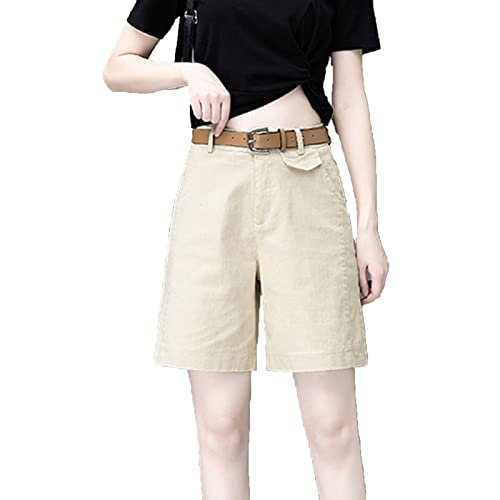 Women's Relaxed Fit Cargo Bermuda Short High Waisted Denim Shorts Hot Denim Shorts with Pockets (28,Apricot)