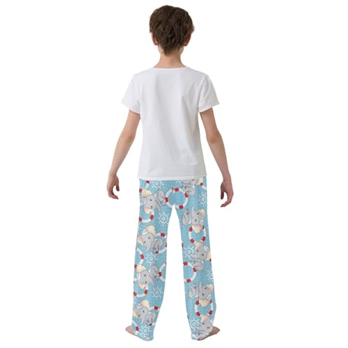ZZXXB Elephant Steering Wheel Boys Long Pants Soft Trousers Elastic Waist Kids Lounge Bottoms with Pockets S-XL3
