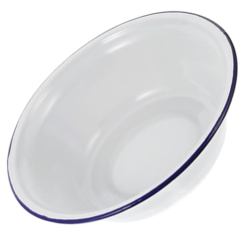 Toyvian Ciotola Smaltata Infrangibile Bianca Profonda Bacile Vintage Multiuso per Zuppe Impastare e Verdure Contenitore Casa Classico Robusto e Affidabile