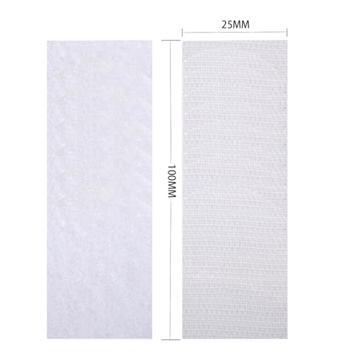 Melsan selbstklebende Klettstreifen, 2,5 x 10,2 cm, Weiß, 15 Sets.