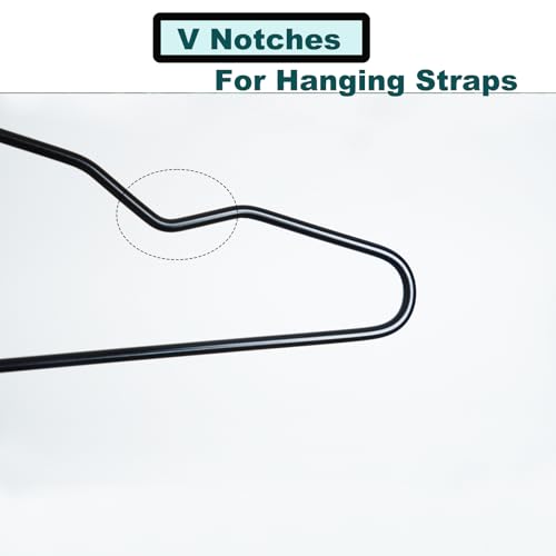 Arekuaei Kleiderbügel aus Metalldraht, schwarz, für Jacken, Hemden, Kleider, 20 Stück