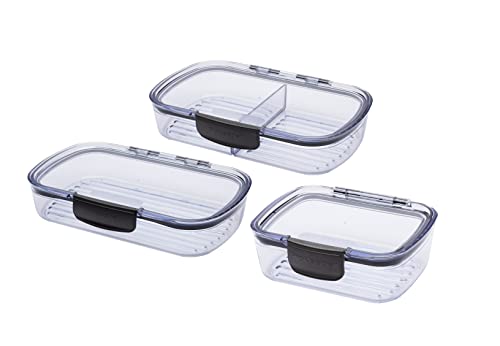 Progressive Prokeeper + Deli Storage Set: Air-Tight Silicone Sealed Containers w Grooved Bottom, Dry Erase Lid, BPA-Free, Stackable, Keeps Meats & Cheeses Fresh Longer, 3-Piece Set (1.65L, .69L, 1.6L) by Progressive - Image 2