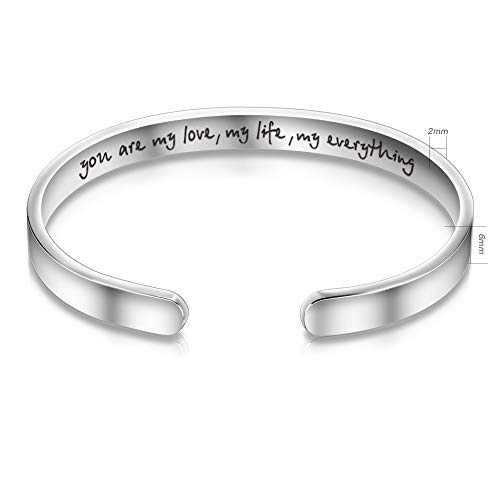 Bracelets for Her Women Mothers Day Daughter Bracelet Gifts Inspirational Gift for Women Graduation Girls Gifts for Her Motivational Birthday Cuff Bangle Friendship Mantra Personalized Jewelry