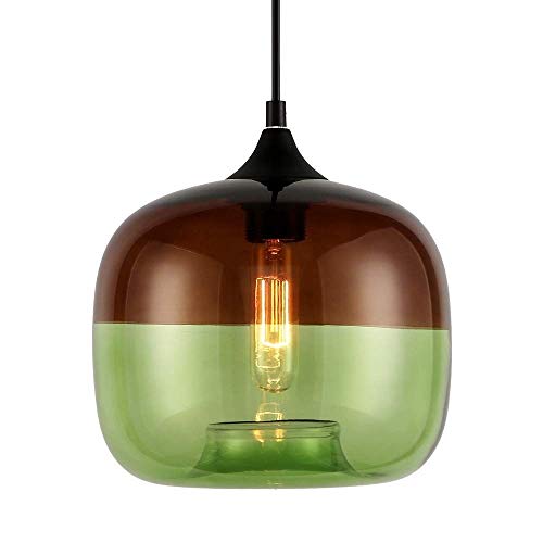 Lustre industriel en verre coloré d'exception avec finition de style Edison