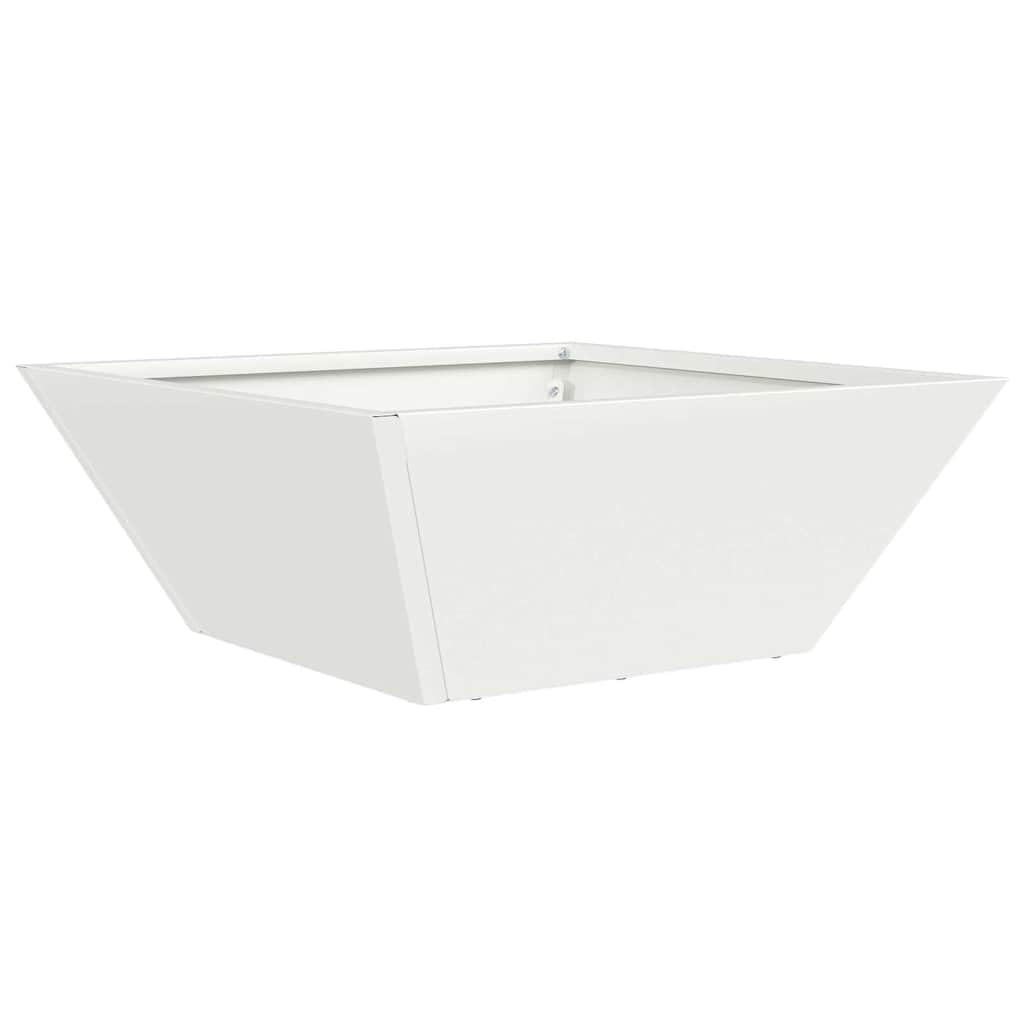Minimalistyczna Donica Ogrodowa Biała 40x40x15 cm Stal Zimnogięta Nowoczesna Metalowa Skrzynia na Kwiaty na Taras i Balkon Odporna na Warunki Zewnętrzne Łatwy Montaż