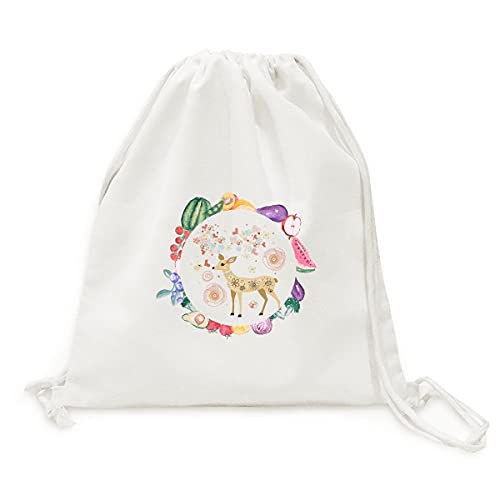 Sac en tissu pliable à sangle aux finitions soignées motif fleurs et cerf