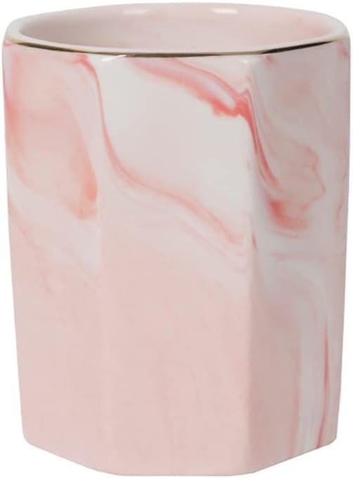 Ceramic Marble Office Desk Pencil Holder Comb Organiser Makeup Brush Bucket