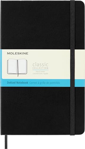 moleskine classic notebook, hard cover, large (5" x 8.25") dotted, black, 240 pages