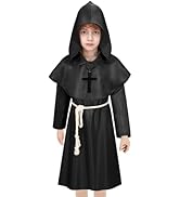 [HarnyLoom] ハロウィン コスプレ 子供 中世 修道士 ハロウィン 仮装 子供 男の子 女の子 コスチューム 神父 牧師 僧侶 死神 教徒 ロング フード ローブ コスプレ 衣装 フー...
