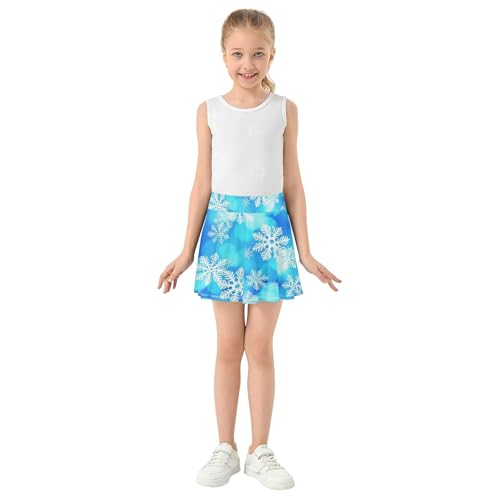 Christmas Snowflakes Blue Toddler Tennis Skirts Breathable Athletic Shorts Girls Skorts Teen Skirt 4t3